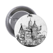 Steampunk Aerial House by Albert Robida Buttons