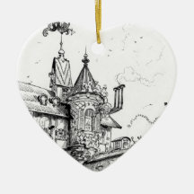 Steampunk Aerial House by Albert Robida Christmas Ornament