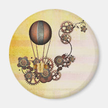 Steampunk Balloon Antique Yellow Fridge Magnet