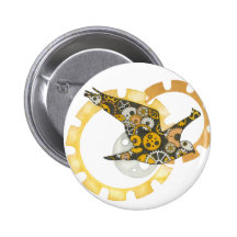Steampunk Bird Pinback Button