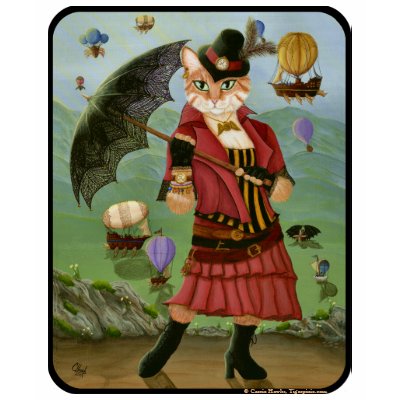 Steampunk Cat Victorian Gothic Fantasy Art Shirt by TigerpixieArt