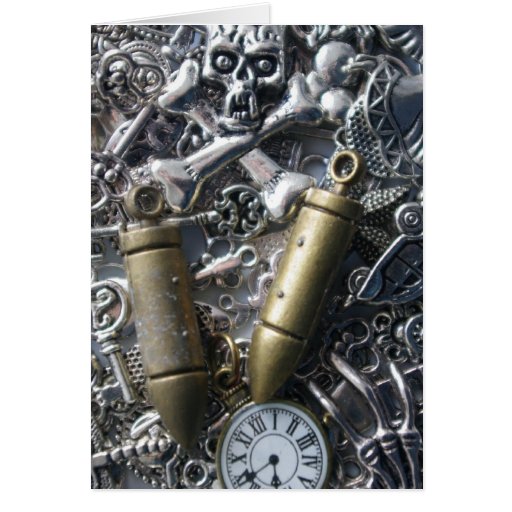 Steampunk charms greeting cards