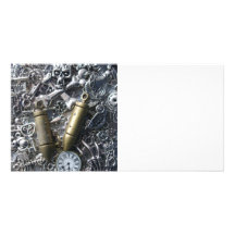 Steampunk charms personalized photo card