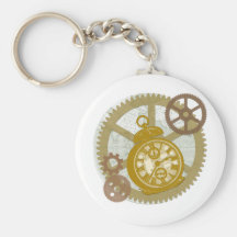 Steampunk Clock and Gears Keychain