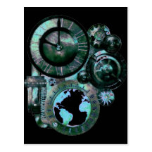 Steampunk Clock Post Cards