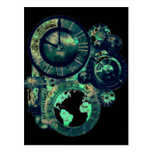Steampunk Clock Post Cards