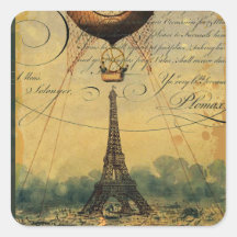 Steampunk Eiffel Tower & Hot Air Balloon Stickers