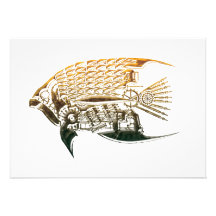 Steampunk fish invitations