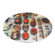 Steampunk - Gauges in Engine Room Oval Stickers