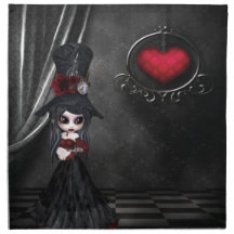Steampunk Goth Girl & Heart Napkins