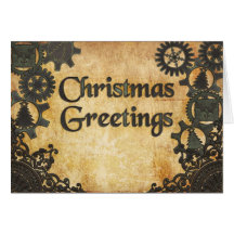 Steampunk Heavy Bronze Christmas Cards