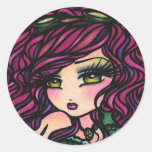 Steampunk Hot Air Balloon Girl Fantasy Art Round Sticker