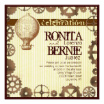 Steampunk hot air balloon wedding template personalised invite