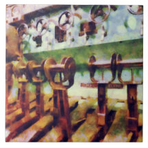 Steampunk - Levers in Underwater Vessel Ceramic Tiles