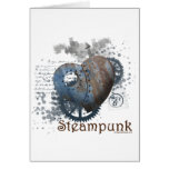 Steampunk love riveted heart cards