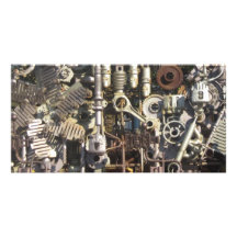 Steampunk machinery photo card