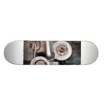 Steampunk nuts and bolts with wire skate board decks
