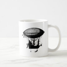 Steampunk pirate airship coffee mug