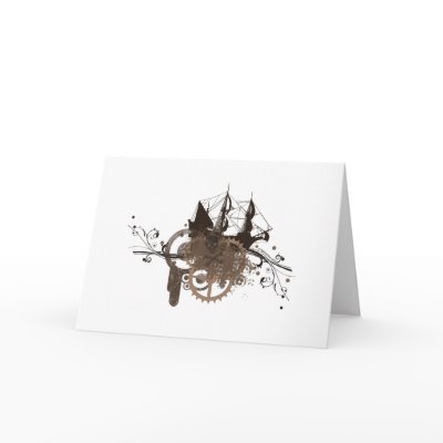 Steampunk pirate ship card by MrsEvilGenius