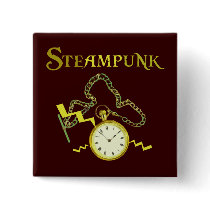 Steampunk Pocketwatch Pinback Buttons