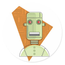 Steampunk Robot Round Sticker