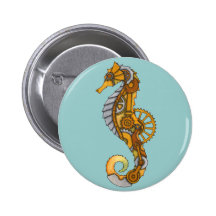 Steampunk Seahorse Pinback Button