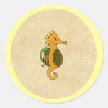 Steampunk Seahorse Round Sticker