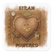 Steampunk Steam Powered Heart Sticker
