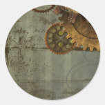 Steampunk Time Machine Round Stickers