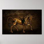 Steampunk Unicorn Damask Poster posters