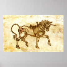 Steampunk Unicorn Sketch Poster