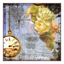 Steampunk & Yellow Roses Invite
