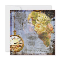 Steampunk & Yellow Roses Invite