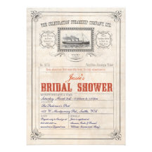 Steamship Cruise Ticket Invitation Bridal Shower
