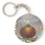Steamy Plum Pudding Vintage Christmas keychains