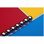 Steel balls and rods on multicolored acrylic photo sculptures