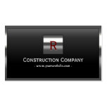 Steel Border Monogram Construction Business Card