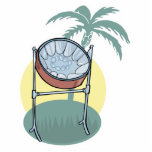 steel drum and palm tree design photo sculptures