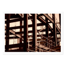 Steel Frame Construction, Mini Photo (Bordered) Business Cards