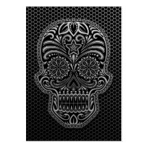 Steel Mesh Sugar Skull Business Card Template
