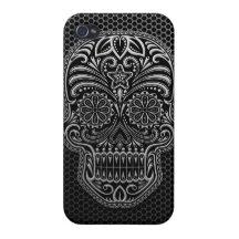 Steel Mesh Sugar Skull iPhone 4 Cases