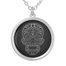 Steel Mesh Sugar Skull Pendants