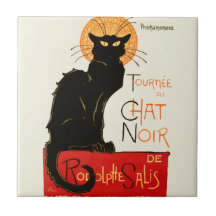 Steinlen Black Cat Ceramic Tile