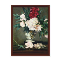 Stem Vase Life With Peonies By Manet Edouard Post Cards