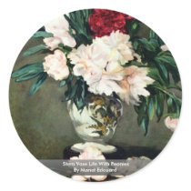 Stem Vase Life With Peonies By Manet Edouard Sticker