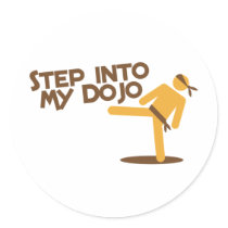 step into my dojo katate fighting design round sticker