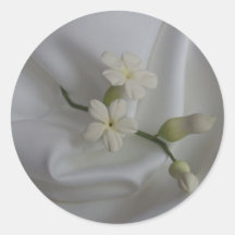 Stephanotis on Satin Round Sticker