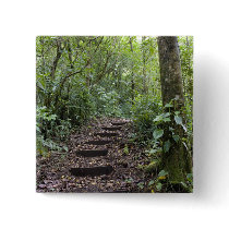 Steps ascending on path. Tropical Cloud Forest Pinback Buttons