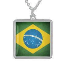 Sterling Silver Brazilian Flag Necklace