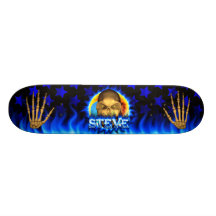 Steve skull blue fire Skatersollie skateboard.